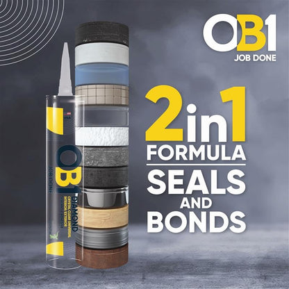 OB1 Universal Caulk Sealant & Adhesive Diamond Crystal Clear 10.1oz | Professional Grade All-in-One Advanced Hybrid | Water Resistant Internal & External | Shrink Crack & UV Resistant | 1 Cartridge - color: Clear, size: 10.1oz (Pack of 2)