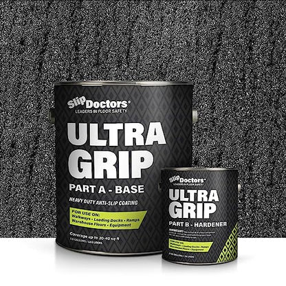 Ultra Grip Extra High Traction (Low Temp, Black) Non-Skid Paint for Industrial Surfaces, Gallon, Two-Part Epoxy - color: Black, style: Low Temp