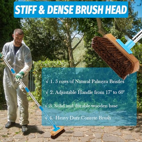 YONILL Floor Scrub Brush with Long Handle for Deck, Patio,Garden, Sidewalk