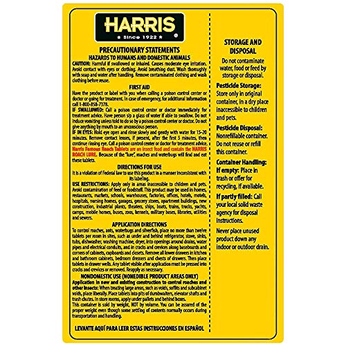 Harris Roach Tablets, Boric Acid Roach Killer with Lure for Insects (4oz, 96 Tablets) - size: 4 oz
