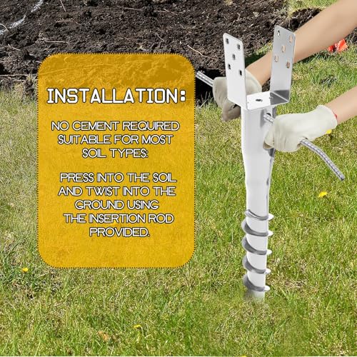 Hicarer 6 Pack No Dig Ground Anchors for Standard 4 x 4 Posts,Silver - color: Silver
