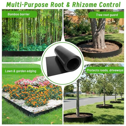 Convivium Tree Root Barrier Roll, 60mil Recycled HDPE Root & Bamboo Barrier for Landscaping, Heavy-Duty Root Blocker for Sidewalks, Driveways & Garden Edging (24in x 30ft x 60mil) - size: 24in x 30ft x 60mil