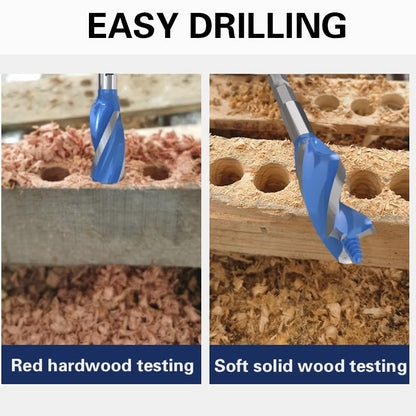 6PCS Auger Drill Bit Set for Wood - Sizes 1/2", 5/8", 3/4", 7/8", 1" & 1-1/8" - Hex Shank Quick Change Auger Bits for Hardwood, Softwood, Plastic - Impact Ready