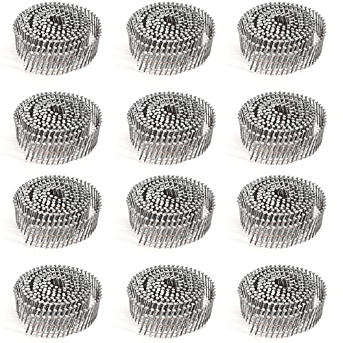 3600 Count Siding Nails, 15-Degree 1-1/4 Inch *.092 Wire Collated Coil Ring Shank Nails, Full Round Head Hot-Dipped Galvanized Siding Nailer Attachment Replacement Parts - size: 1-1/4 inch