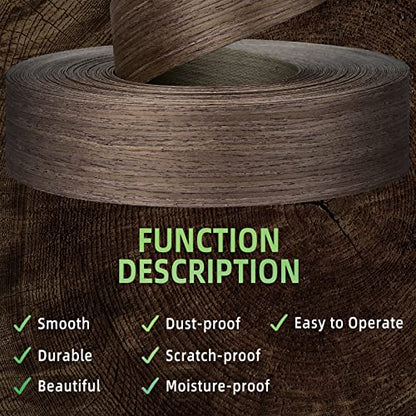 Walnut Edge Banding, 1 1/2 inch x 250ft roll of Veneer Wood Edge Banding Preglued Flexible, Tape Banding for Cabinet Plywood - color: Walnut, size: 1 1/2"x 250ft