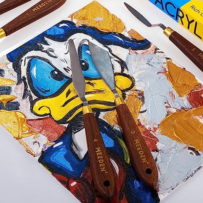MEEDEN 5 Pieces Painting Knife Set Versatile Stainless Steel Spatula Palette Knife Oil Painting Accessories Mixing Scraper for Oil, Paint Color Mixing, Acrylic Painting