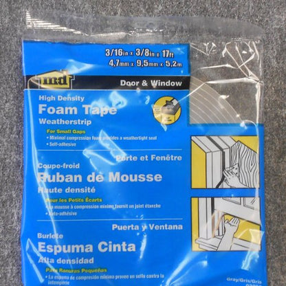 MD Building Foam Window Seal for Small Gaps, Gray, 3/16in x 3/8in x 17ft - color: Gray, size: 3/16" x 3/8" x 17'