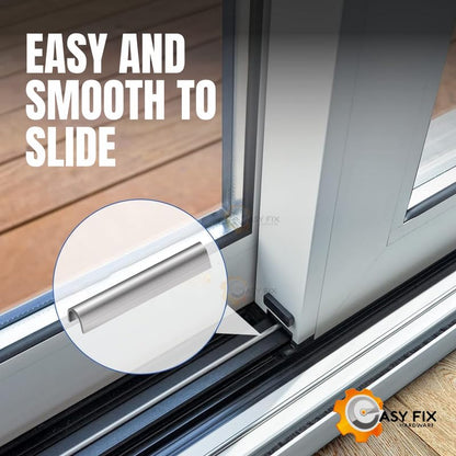 Hardware Sliding Patio Door Track Cover 1/4" Snap-On Stainless Steel Repair Cap, 2 ft Replacement Rail Cover for Compatible Sliding Glass Door Track Repair - size: 6 Feet