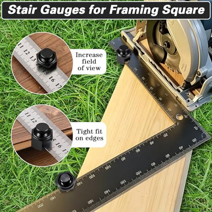 4 Pack Stair Gauge Set, Layout Tool for Framing Square, Black - color: Black