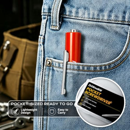 12 Pcs Red Pocket Screwdriver Magnetic Mini Slotted Flathead - color: Red