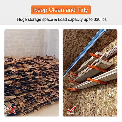 Ultrawall Wall Mount Wood Organizer and Lumber Storage Rack with 3-Level - style: 4 PACK