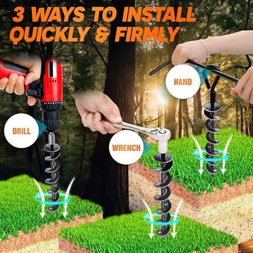 [Premium] 4PCS Ground Anchors Screw in & Power Nut Driver, Swing Set Anchor