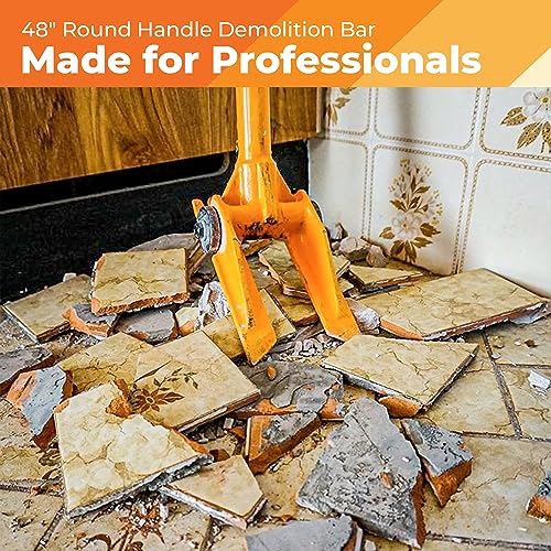 48" Versatile Demo Bar – Heavy-Duty Demolition Pry Bar for Walls, Ceilings, Floors, Framing, Trim & Remodeling - size: 48" Round