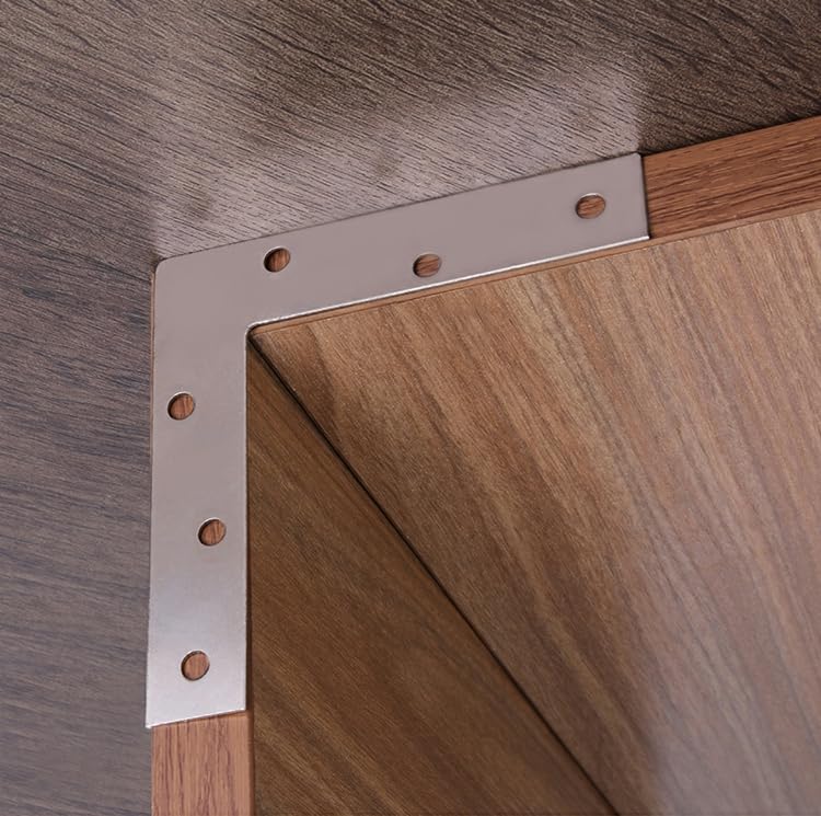 Alise L Flat Brackets for Wood,Corner Bracket Mending Plate,Brushed,4Pcs - size: 120x120mm(4Pcs), style: Brushed