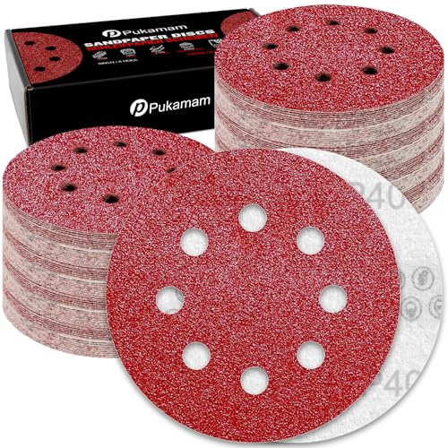 120 Pcs 5 inch Sanding Discs 40 Grit 8 Hole Hook and Loop - style: 120 Pcs-40 Grit
