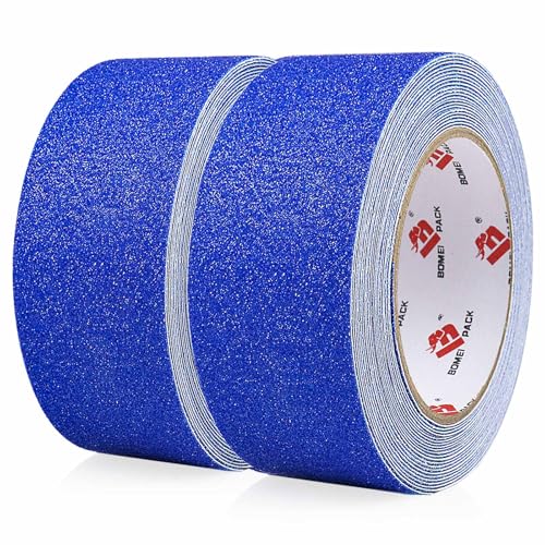 BOMEI PACK Anti Slip Traction Tape,2 Inch x 16.5 Ft,Heavy Duty Non Slip Tape,Grip Tape for Stairs, Tread Step, Indoor & Outdoor Use,Waterproof Stairs Non Skid Treads (Blue) - color: Blue