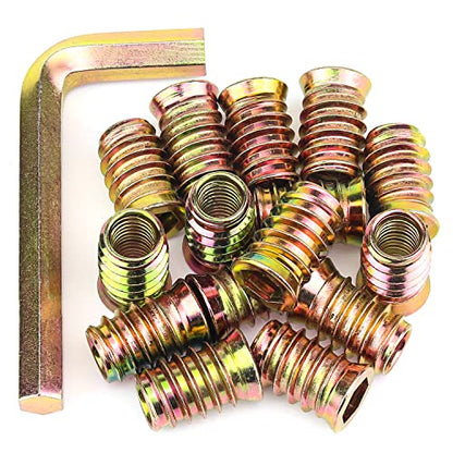 HELIFOUNER 15 Wood Inserts - 3/8'-16 x 25mm Threaded Inserts with Hex Wrench for Wood Furniture - size: 3/8"-16 x 25mm