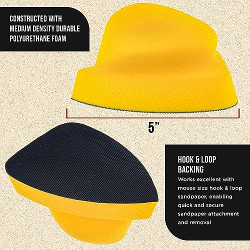 Dura-Gold Pro Series Mouse Sandpaper Shaped Hand Sanding Block Pad for Hook