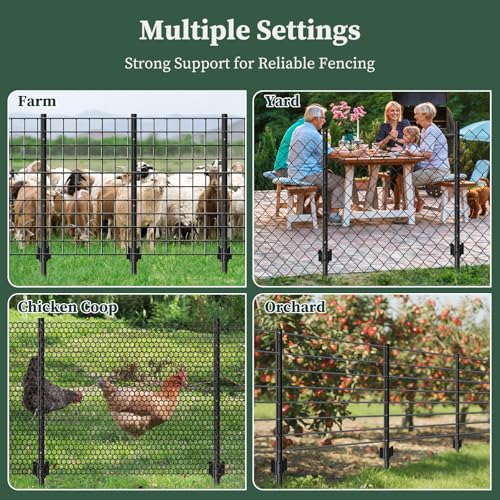 Metal Fence Posts Heavy Duty U-Post Stakes for Wire Fencing, 3 FT Black - color: Black, size: 3FT-10P