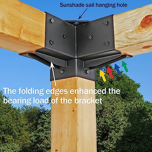 4PCS Pergola Brackets Stainless Steel 3-Way Right Angle Corner Pergola Bracket with Screws for 4x4 Inch(Actual: 3.5x3.5 Inch) Wood Beams，Pergola/Gazebo Kit