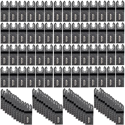 VEVOR 100PCS Oscillating Saw Blades, Quick Release Multitool Blades Kit, HCS Tool Blades for Wood Plastic, Compatible with Dewalt Dremel Fein WORX Bosch Makita Milwaukee