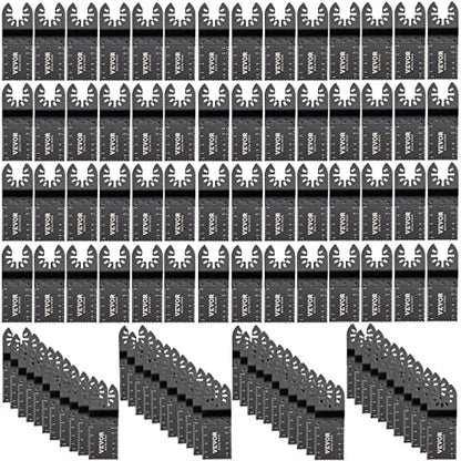 VEVOR 100PCS Oscillating Saw Blades, Quick Release Multitool Blades Kit, HCS Tool Blades for Wood Plastic, Compatible with Dewalt Dremel Fein WORX Bosch Makita Milwaukee