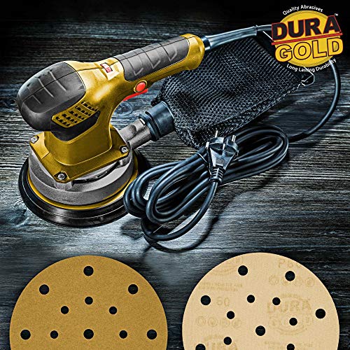 Dura-Gold 6" Gold Sanding Discs, 60 Grit, Box of 50, Hook & Loop, 17 Hole - size: 60-Grit