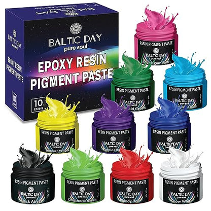 10 Pigment Pastes for Epoxy Resin Jars Set - Pigment Paste - Opaque Resin Pigment - Epoxy Resin Dye Paste - Resin Paste Pigment - Epoxy Resin Color Pigment Paste - Mica Powder Paste - Nr1 Set - color: 10 Jars - Nr1