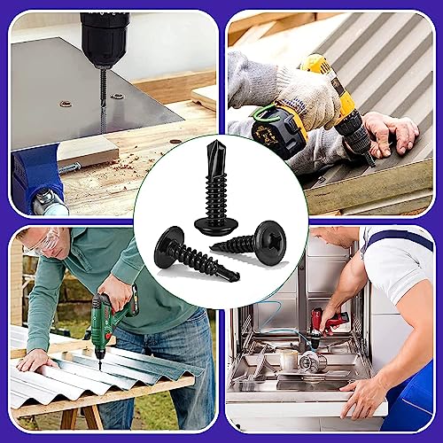 410 Stainless Black #8x1 Phillips Head Self-Drilling Screws 100 pcs - color: BLACK, size: #8x1"