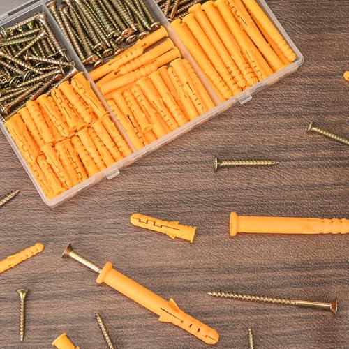 Aovchei 38pcs Drywall Anchors Kit, 19 Plastic Anchors and 19 Screws - size: #10*60 #10*80 #10*100