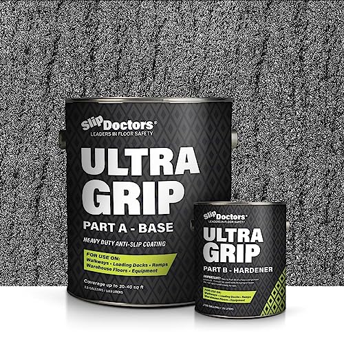 Ultra Grip Extra High Traction (Low Temp, Light Gray) Non-Skid Paint for Industrial Surfaces, Gallon, Two-Part Epoxy - color: Light Gray, style: Low Temp