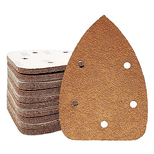 50 Pack Mouse Sander Sandpaper, Sanding Pads for 5.5'' Detail Sanders, Hook and Loop Sandpaper Detail Sander Palm Sander Sandpaper for Wood Furniture Sanding Refinishing (40 Grit) - style: 40 Grit