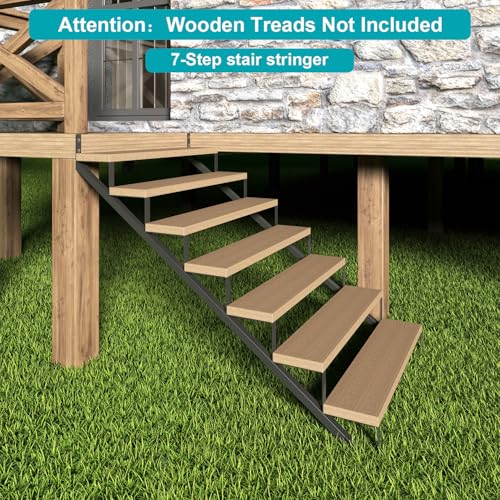 CCBOYSHARDWARE Stair Stringer 7 Step for 58in Deck Height,2 Pcs,Black