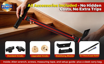 Stair Tread Template Tool (Red/Black) Stair Tread Measuring Tool - Stair Tread Jig - Stair Tread Gauge - Modern Stair Template Tool - color: RED/BLACK