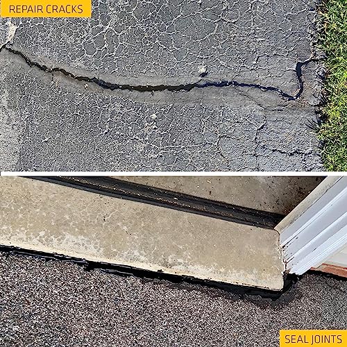 SIKA Sikaflex-410 Asphalt Sealant, Black, Self-Leveling Hybrid Sealant for Filling Cracks in Asphalt Driveways, Roadways, and Pavements - 9 fl. oz. Cartridge, Fills Cracks up to 1.5 in. Wide - size: 9 Fl Oz (Pack of 2)