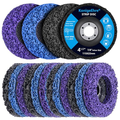 12 Pack 4-1/2" x 7/8" Strip Discs Stripping Wheel Fit Angle Grinder Clean and Remove Paint Coating Rust Welds Oxidation - size: 4.5 Inch