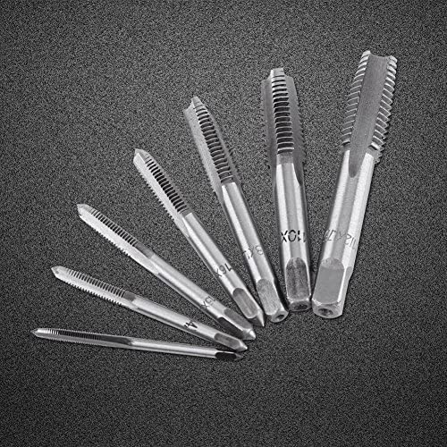 Thread Tap Tool Set, 7pcs Straight Flute Thread Tap Set Metric Screw Metric Thread Plug Taps Set M3, M4, M5, M6, M8, M10, M12 for Tapping Various Threads