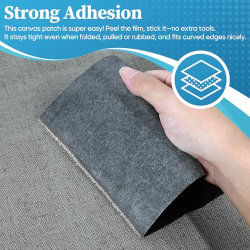 Canvas Repair Patch，Waterproof Self Adhesive Fabric Patch for Tent,Boat Cover,Canopy,Umbrella,Furniture Cover,Awning,Luggage,Couch.(8.3″ x 11″-Dark Grey) - color: Dark grey