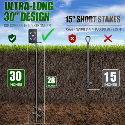 2 Pack 30" Ground Anchors Screw-in Shed Anchors with L Brackets - size: 30 INCH