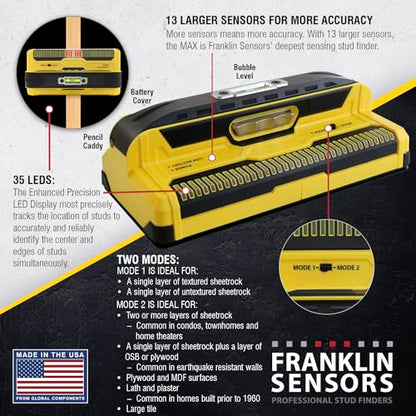 Franklin Sensors ProSensor MAX 13-Sensor Stud Finder, 2.5-in Deep Detection