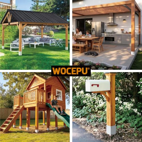 Stainless Steel Adjustable (Range 3.3"-6") Post Protector, Protects Wooden Mailboxes and Fences from Lawnmower and rain Damage (White, 2 Set) - color: White, size: 2 set