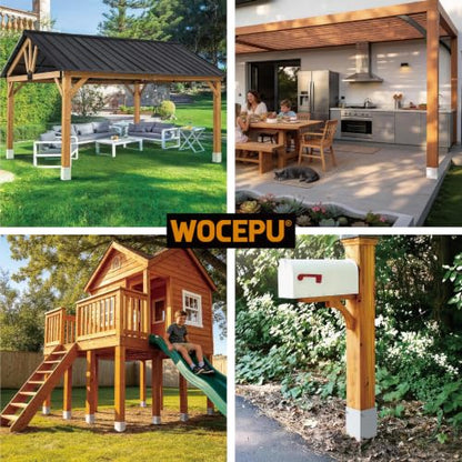 Stainless Steel Adjustable (Range 3.3"-6") Post Protector, Protects Wooden Mailboxes and Fences from Lawnmower and rain Damage (White, 2 Set) - color: White, size: 2 set