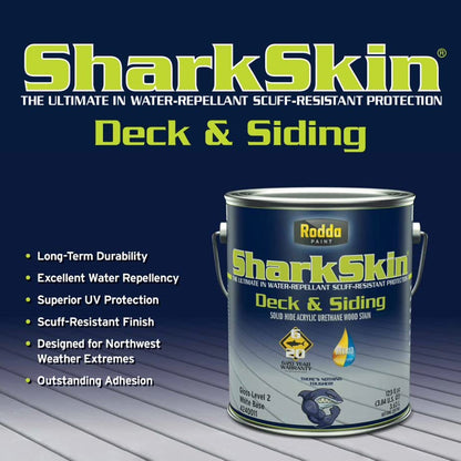Rodda Paint SharkSkin Deck and Siding Stain, 1 Gallon (4-Pack), Standard White - color: Standard White, size: 1 Gallon (Pack of 4)
