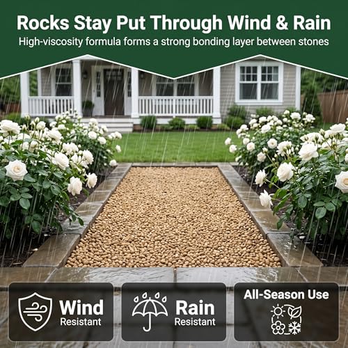 BOLDFORGE Mulch Glue for Landscaping with Sprayer, 34 fl oz Rock Glue and Gravel Binder, Pet-Friendly, Non-Toxic, Odorless and Clear-Drying Adhesive for Pea Gravel, Pebbles, Bark and Mulch - size: 2 Liter
