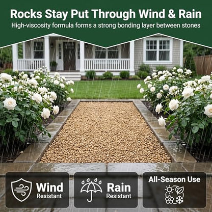 BOLDFORGE Mulch Glue for Landscaping with Sprayer, 34 fl oz Rock Glue and Gravel Binder, Pet-Friendly, Non-Toxic, Odorless and Clear-Drying Adhesive for Pea Gravel, Pebbles, Bark and Mulch - size: 2 Liter