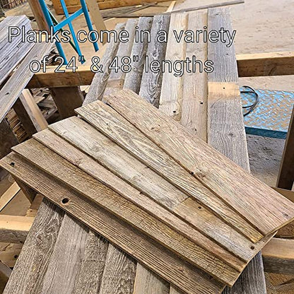 Rockin' Wood Real Wood Nail Up Application Rustic Reclaimed Naturally Weathered Barn Wood Accent Paneling Board Planks for Home Walls (46 Square feet) - size: 46 Square Feet