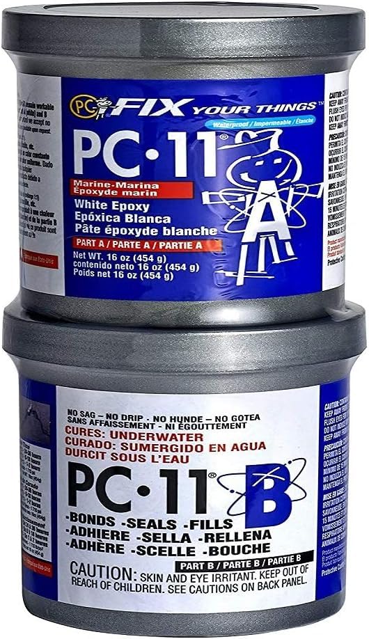 PC-Products PC-11 Epoxy Adhesive Paste, Two-Part Marine Grade, 1lb in Two Cans, Off White 160114,(Pack of 12) - size: 1 lb (Pack of 12)