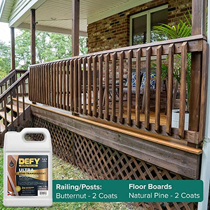 DEFY Ultra Semi-Transparent Outdoor Wood Stain and Sealer - UV & Moisture Resistant, Butternut - 1 Gallon - color: Butternut
