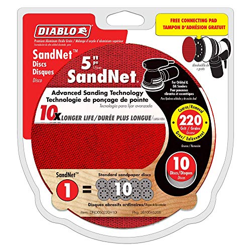 Diablo SandNet Reusable Sanding Discs - 5", 220 Grit, Ultra Fine, 10-Pack