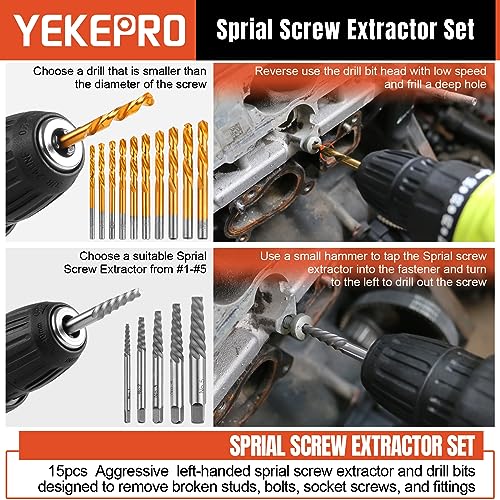 40 Pcs Broken Bolt Extractor Kit with Easy Out Screw Extractor Set - size: 40-Piece Bolt & Screw Extractor Set